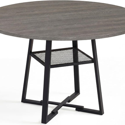 Dreamade Round Dining Table for 4-6 | 47.5" Circle Kitchen Table with Storage Shelf
