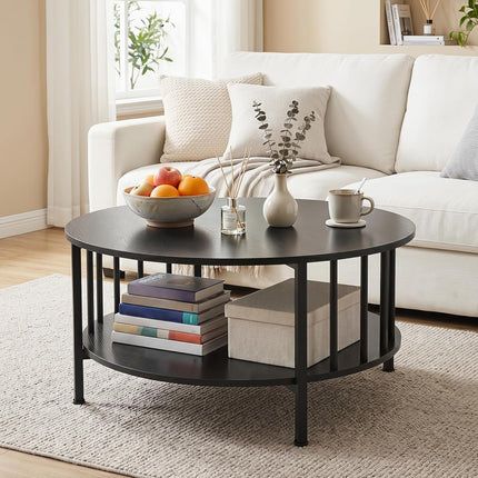 Dreamade 32.5" Wood Farmhouse Round Coffee Table