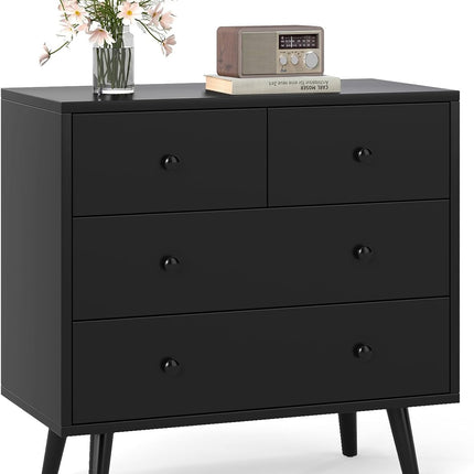 Dreamade 4-Drawers Dresser for Bedroom | Wide Wooden Chest Drawers with Anti-Toppling Devices