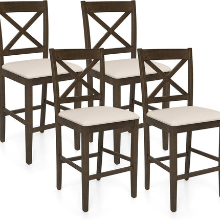 Dreamade 24" Farmhouse Bar Stools | Cross Back Counter Height Chairs with Padded Linen Upholstered Seat (2/4)