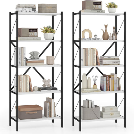 Dreamade 5-Tier Tall Industrial Bookcase with Heavy-Duty Metal Frame (1/2)