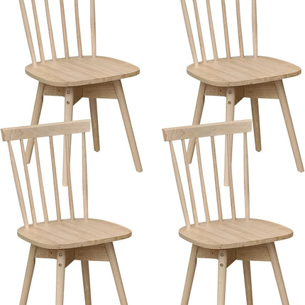 Dreamade Windsor Mid Century Rubber Wood Kitchen Chairs with Swivel Seat & Spindle Back (2/4)