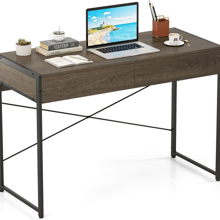 Dreamade Computer Desk with 2 Drawers for Small Spaces