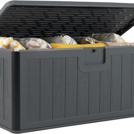 Dreamade 100 Gallon Deck Box, Waterproof Resin Box with Lockable Lid