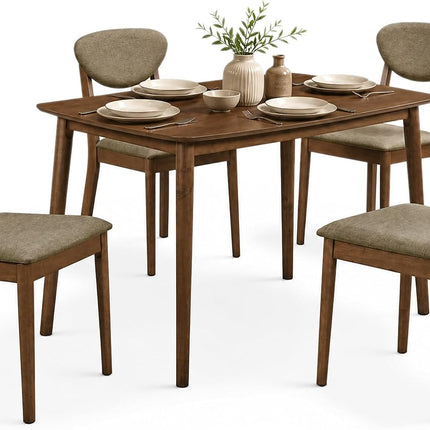 Dreamade Mid-Century Modern Kitchen Table and Upholstered Chairs Set for 4