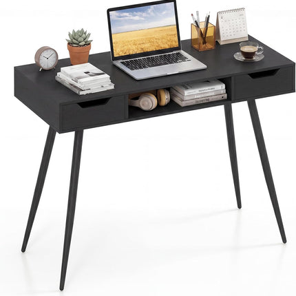 Dreamade 42.5" Minimalist Mid Century Modern Vanity Writing Desk with Open Storage Cubby