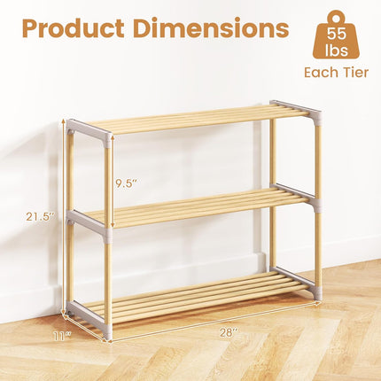 Dreamade 3/4-Tier Solid Wood Shoe Rack with Slatted Open Shelves