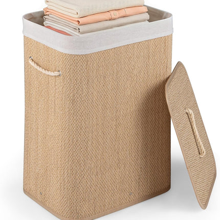 Dreamade 19 Gal Rectangular Bamboo Laundry Hamper with Lid