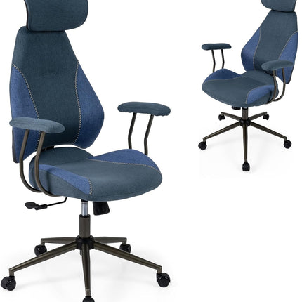 Dreamade Ergonomic Mid Century Modern Faux Fur Computer Desk Chair with 2D Headrest