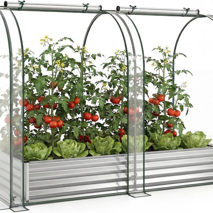 Dreamade 6x3x1 FT Galvanized Raised Garden Bed with Greenhouse Cover