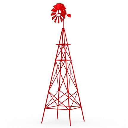 DREAMADE 8ft Steel Windmill, Farmhouse Windmill Decoration with Directional Vane