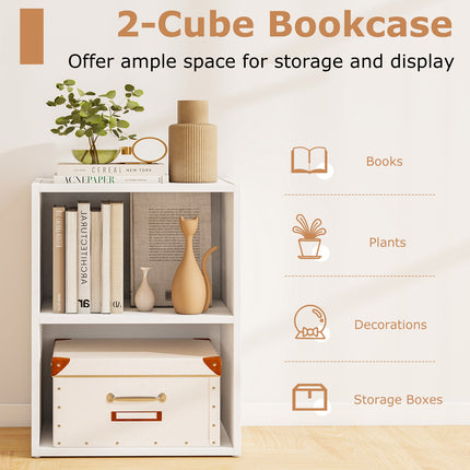 DREAMADE 2 Cube Storage Organizer, Open Storage Display Cabinet with Modular Cubby Design & Adjustable Shelf