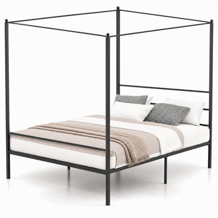 DREAMADE Full Size Canopy Bed Frame, Metal Four Poster Bed, Black