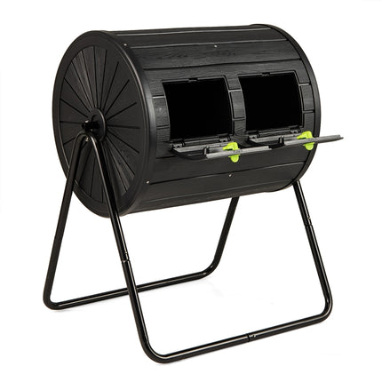DREAMADE 37.5 Gallon Compost Bin, Dual Chamber Tumbler Composter, Black