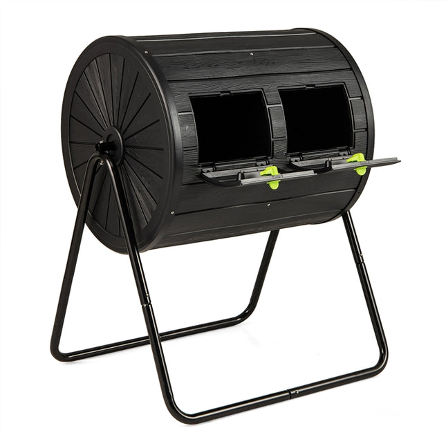 DREAMADE 37.5 Gallon Compost Bin, Dual Chamber Tumbler Composter, Black