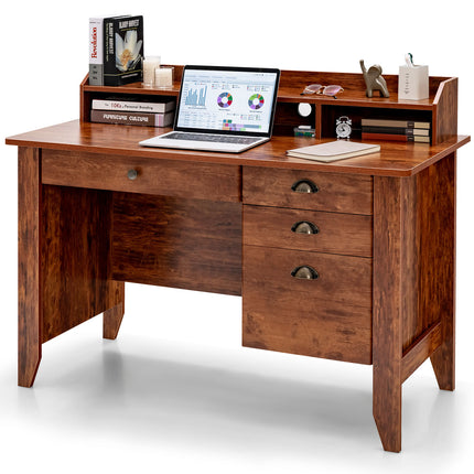 DREAMADE Home Office Desk with Drawer, Wood Office Executive Desk w/Multiple Drawers & Storage Cabinet