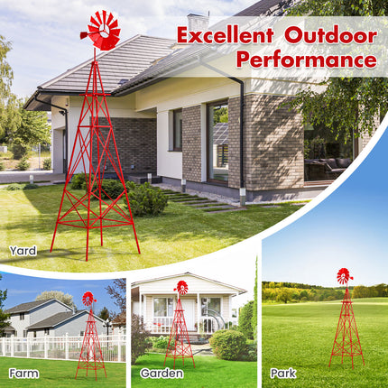 DREAMADE 8ft Steel Windmill, Farmhouse Windmill Decoration with Directional Vane