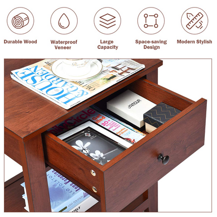 Dreamade Contemporary Accent Espresso Furniture End Table (1)