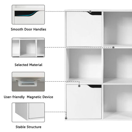 Dreamade 9-Cube Storage Organizer, Storage Cabinet with 4 Open Cubes and 5 Cabinets
