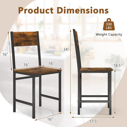 Dreamade Dining Chairs Set, Industrial Kitchen Chairs with Metal Legs, Slanted Back