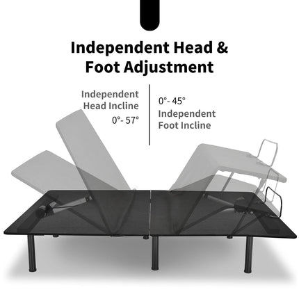 Dreamade Adjustable Bed Base, Electric Adjustable Bed Frame w/ Wireless Remote