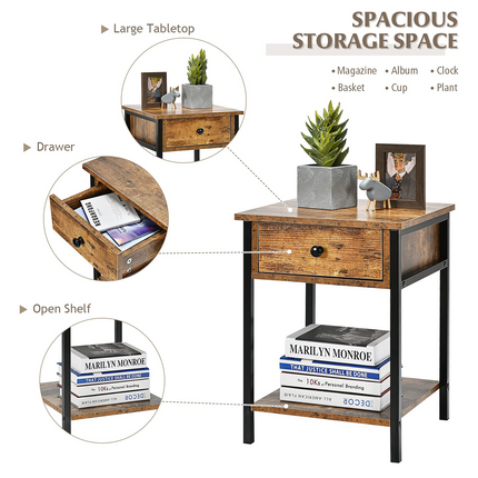 Dreamade Easy Assembly Sofa Side Table