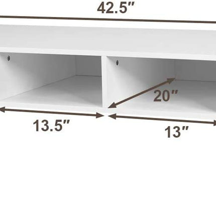 Dreamade Wall Mounted Storage Cabinet and Floating Computer Desk Set W/Storage Shelves for Living Room