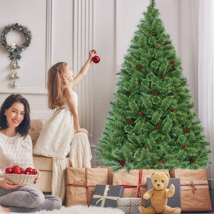 6FT Prelit Christmas Tree, Flowering Hinged Christmas Tree - DreamadeUS