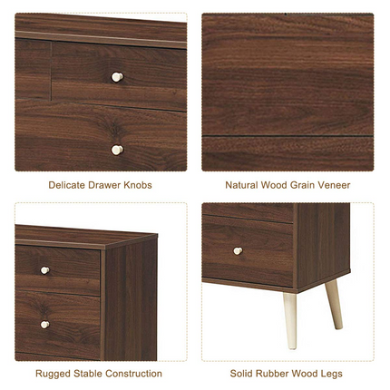 Dreamade 4-Drawer Dresser, Free-Standing Chest Wood Legs and Sliding Rail