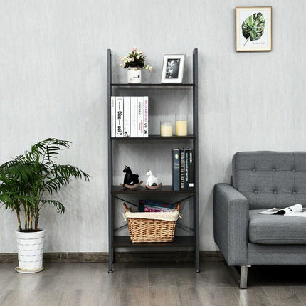 Ladder Shelf 4-Tier Industrial Bookshelf Storage Rack - Dreamadeus