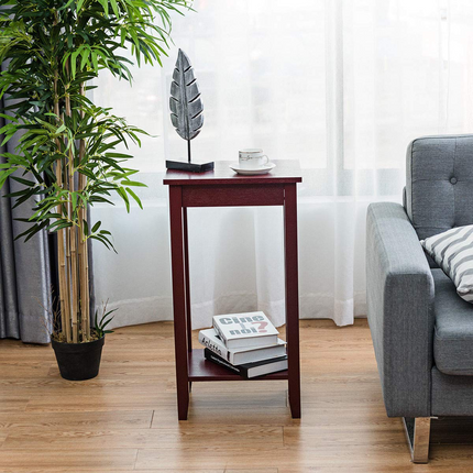 Dreamade Narrow Telephone Table with Shelf and Legs for Small Spaces, Espresso