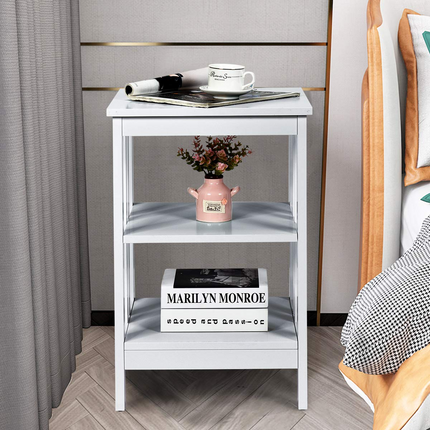 Dreamade Nightstand 3-Tier Sofa Side Table W/Reinforced Bars and Stable Structure
