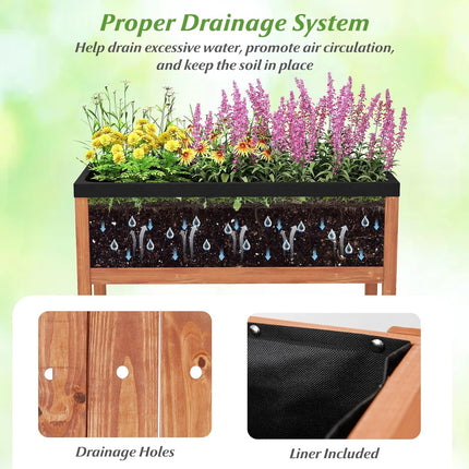 Dreamade 40"x20"x39" Raised Garden Bed Wood Planter Box with Plant Stand & Black Liner