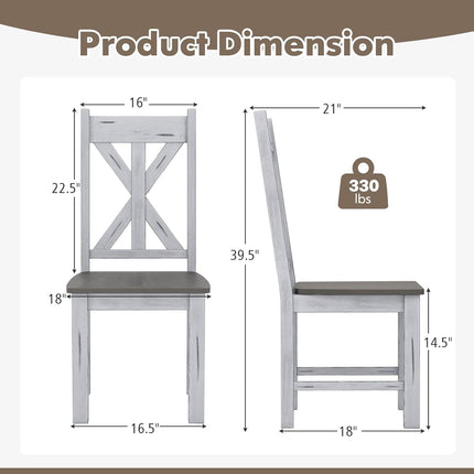 Dreamade Retro Wooden Dining Chairs Set, Farmhouse Kitchen Chairs w/Rubber Wood Frame, Elegant Hollowed Backrest