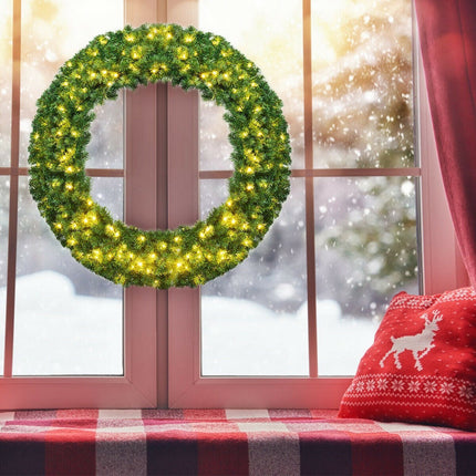 48" Pre-lit Cordless Artificial Christmas Wreath - DreamadeUS