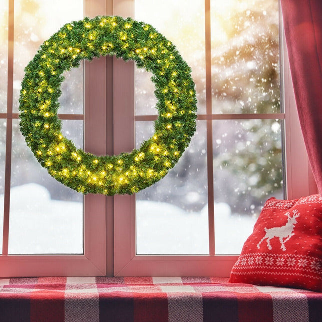 48" Pre-lit Cordless Artificial Christmas Wreath - DreamadeUS