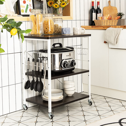 Dreamade Kitchen Baker's Rack 3-Tier Microwave Cart on Wheels