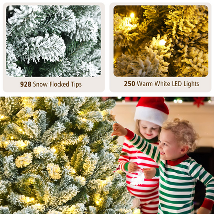 Dreamade Snow Flocked Christmas Tree, Artificial Hinged Xmas Tree - DreamadeUS