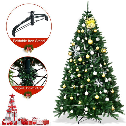Artificial Douglas Christmas Tree, 7.5 Unlit Hinged Pine Tree with 2254 Branch Tips and Solid Metal Stand - DreamadeUS