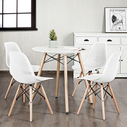 Dreamade Set of 2 or 4 Modern Dining Chairs, Shell PP Lounge Side Chairs w/ Mesh Design - Dreamadeus