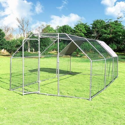 Large Metal Chicken Coop Walk-in Chicken Coops Hen Run House Shade Cage with Waterproof and Anti-Ultraviolet Cover for Outdoor Backyard