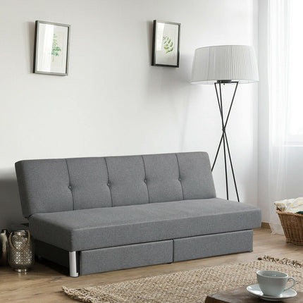 3-Seat Convertible Sofa Bed,Long Sofa w/ 2 Large Drawers, Ergonomic Sleeper w/ 3 Adjustable Angles - Dreamadeus