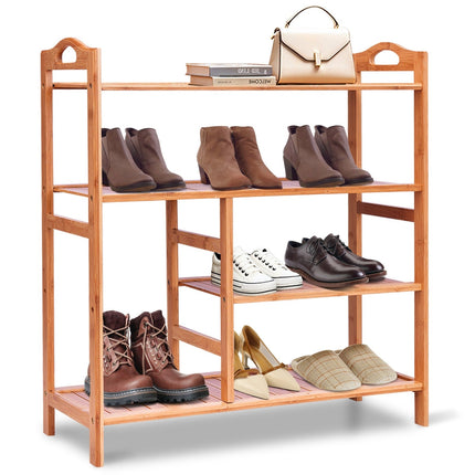 4-Tier Shoe Rack, Bamboo Shoe and Boot Rack 12-14 Pairs - Dreamadeus