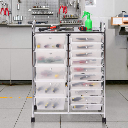 15-Drawer Organizer Cart Office School Rolling Storage Cart - Dreamade
