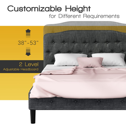 Dreamade Upholstered Headboard, Button Tufted Headboard, Queen Size