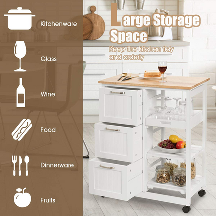 Dreamade Kitchen Island Cart, Home Bar Serving Cart