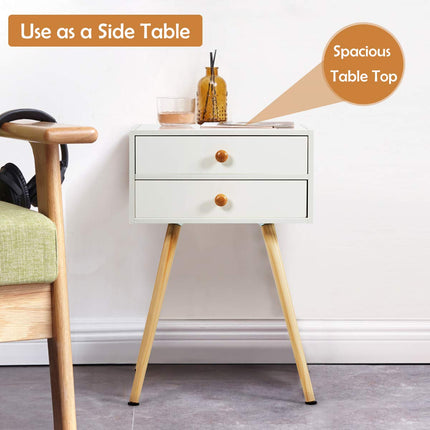 Dreamade Nightstand W/2 Drawers for Bedroom
