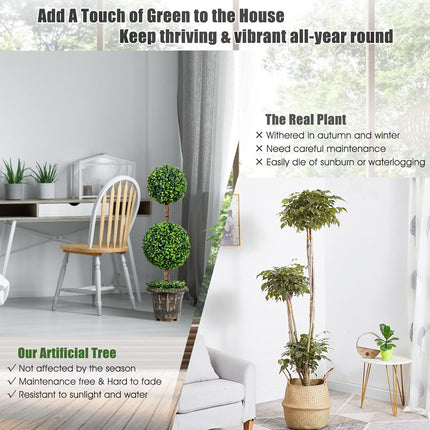 3 Ft /4 Ft Artificial Boxwood Topiary Tree, Fake Greenery Plants Ball Tree - DreamadeUS