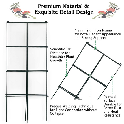 Dreamade Pack of 4 Plant Cage Support, Tomato Stakes and Cages (16''Lx 16''Wx 39''H (4 Pieces))