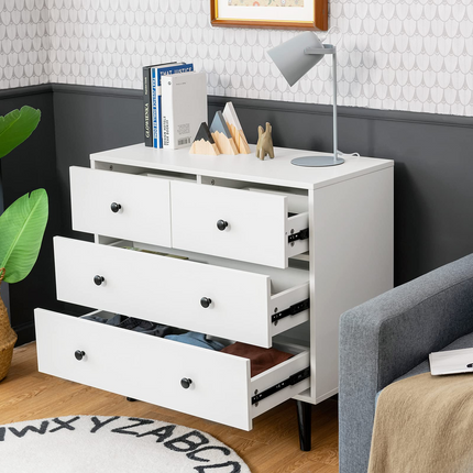 Dreamade 4 Drawer Chest Dresser w/Spacious Drawers & Metal Handles